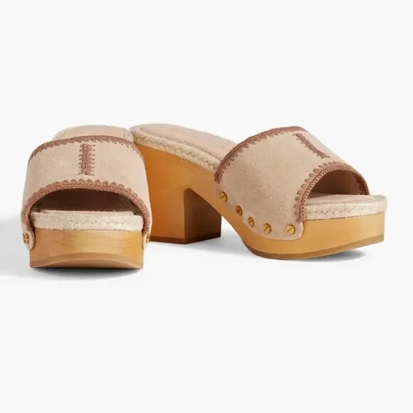 VERONICA BEARD Hannalle Jute-trimmed Suede Platform Mules - Picture 4 of 7